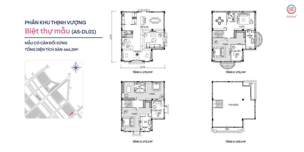 Mặt bằng thiết kế biệt thự đơn lập Thịnh Vượng Vinhomes Cổ Loa